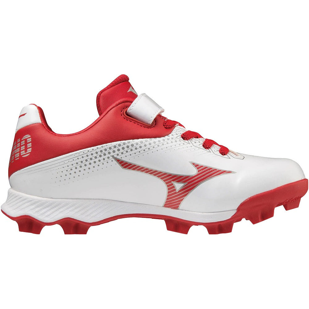 【 ミズノ MIZUNO 】 ジュニア 野球 ポイントスパイク ウエーブライトレボJr. ホワイト×レッド 11GP222262 WAVE LIGHTREVO Jr.