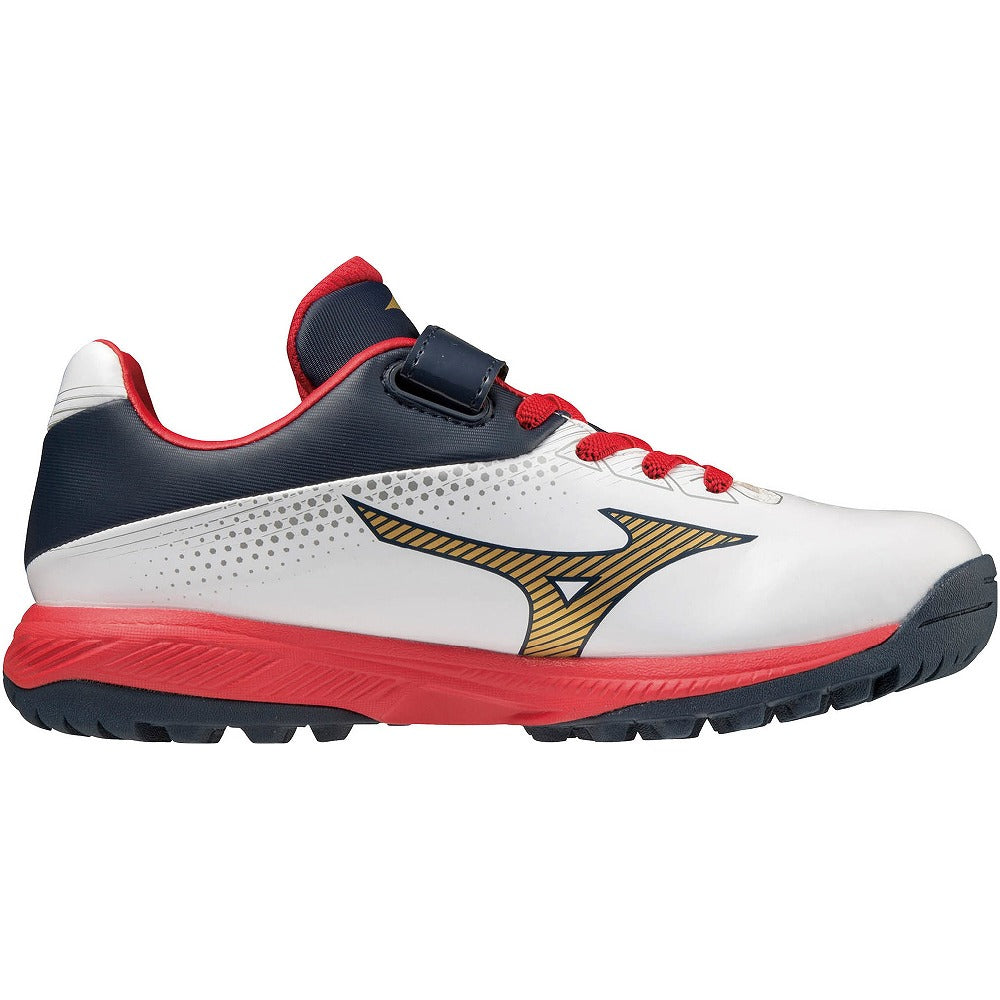 【ミズノ MIZUNO】 ジュニア 野球 ソフトボール トレーニングシューズ ライトレボトレーナーJr.CR ホワイト×ネイビー×レッド 11GT222342 LIGHTREVO TR Jr. CR