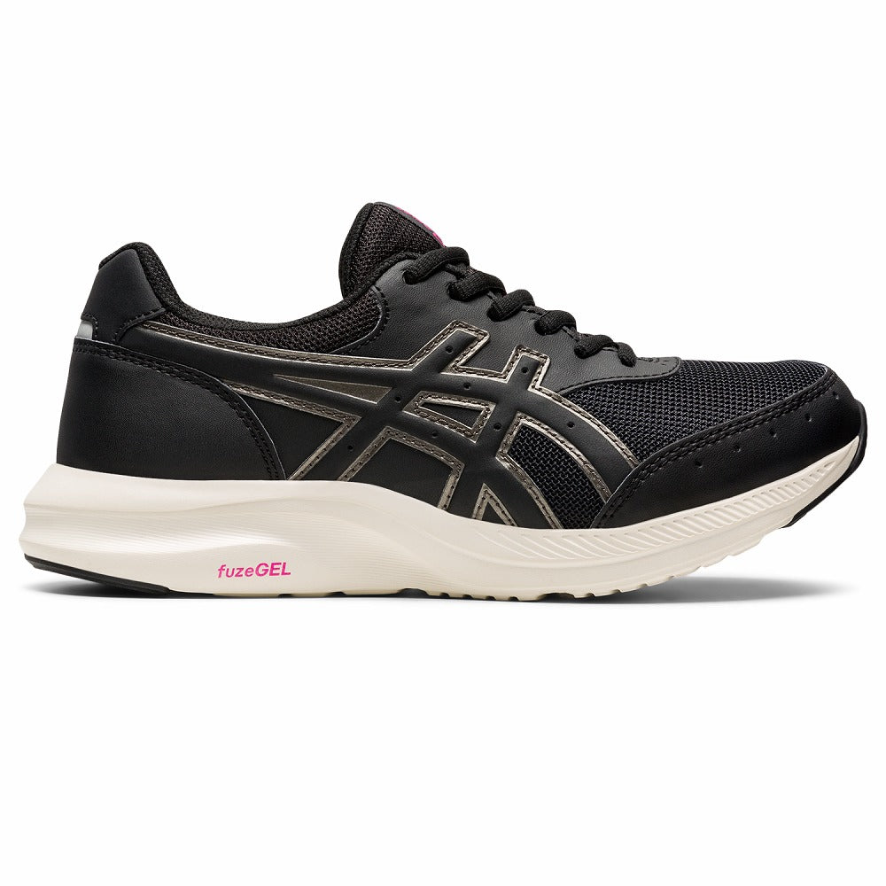 【 アシックス asics 】 レディース ウォーキングシューズ GEL-FUNWALKER W054 ブラック 1292A054-001 サイドファスナー式 幅広タイプ