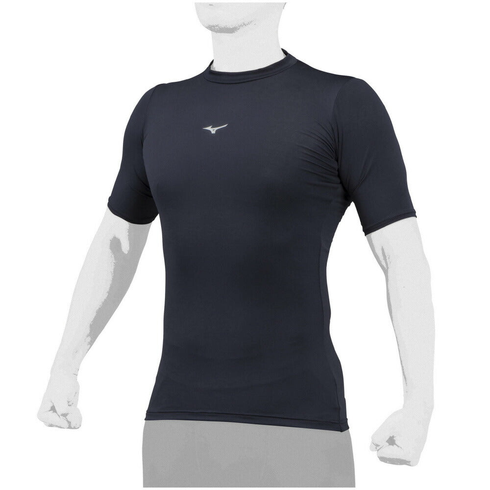 【ミズノ MIZUNO】 野球 アンダーシャツ バイオギア ローネック半袖 ネイビー 12JA1C3114 (メンズ)