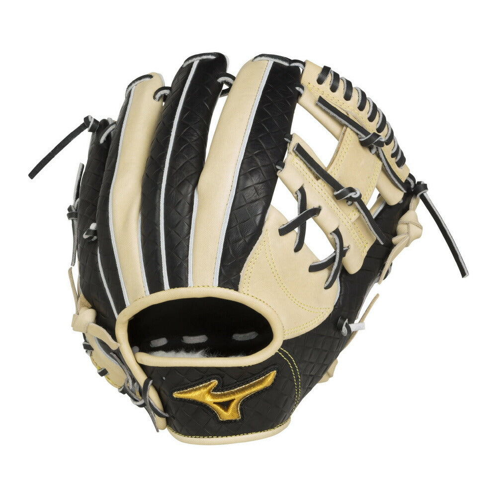 【 ミズノ MIZUNO 】 野球 ミズノプロ 軟式グラブ 内野手用 型押しレザー 1AJGR97103 2962 8009 ( Dブルー×レッド・ブロンド×ブラック )