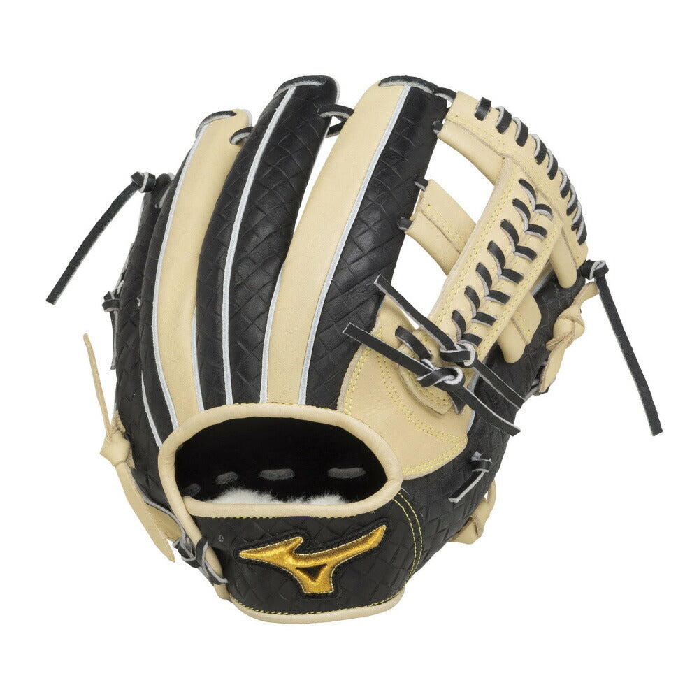 【 ミズノ MIZUNO 】 野球 ミズノプロ 軟式グラブ 内野手用 型押しレザー 1AJGR97113 2962 8009 ( Dブルー×レッド・ブロンド×ブラック )