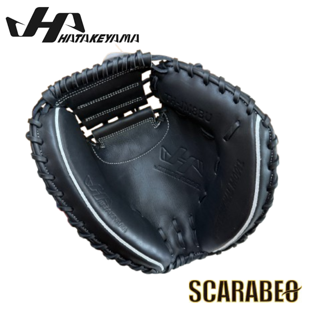 TH-JM8BU ハタケヤマ HATAKEYAMA 軟式ジュニア用 キャッチャーミット 北米ステアハイド ブラック Uバック ピンキーパターン JL8型 少年野球 捕手用 台湾製