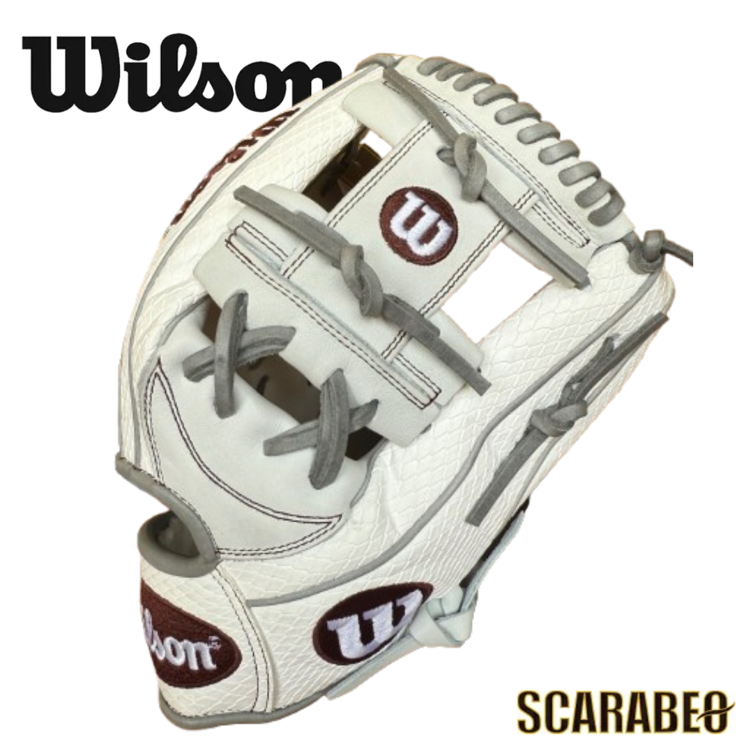 Wilson WBW102447 軟式用 内野手用 グローブ 右投げ 11.75インチ ベーシックレザー×スーパースネークスキン ホワイト×ホワイト SSN DUALハイグレードモデル