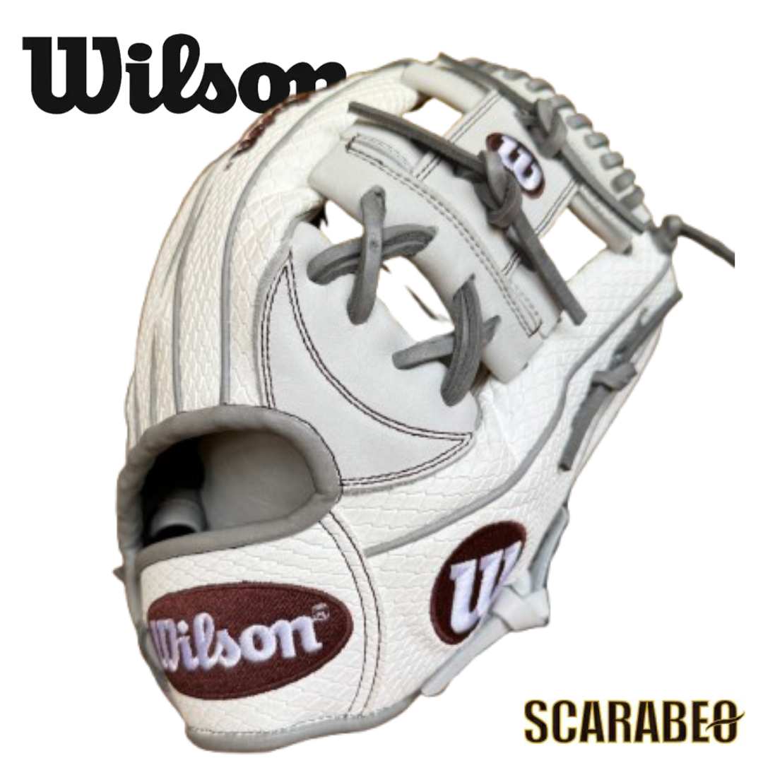 Wilson WBW102447 軟式用 内野手用 グローブ 右投げ 11.75インチ ベーシックレザー×スーパースネークスキン ホワイト×ホワイト SSN DUALハイグレードモデル
