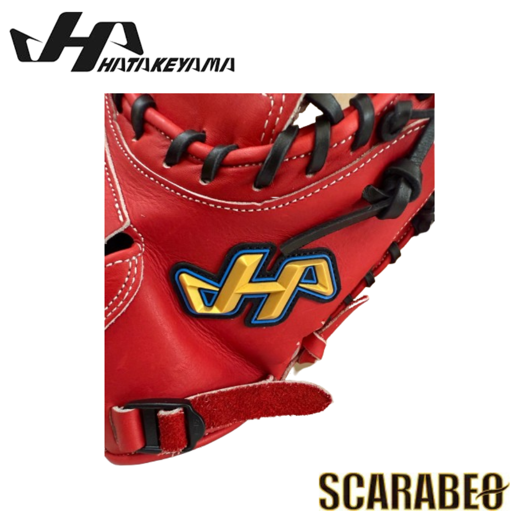 TH-JM8RU ハタケヤマ HATAKEYAMA 軟式ジュニア用 キャッチャーミット 北米ステアハイド レッド Uバック ピンキーパターン JL8型 少年野球 捕手用 台湾製