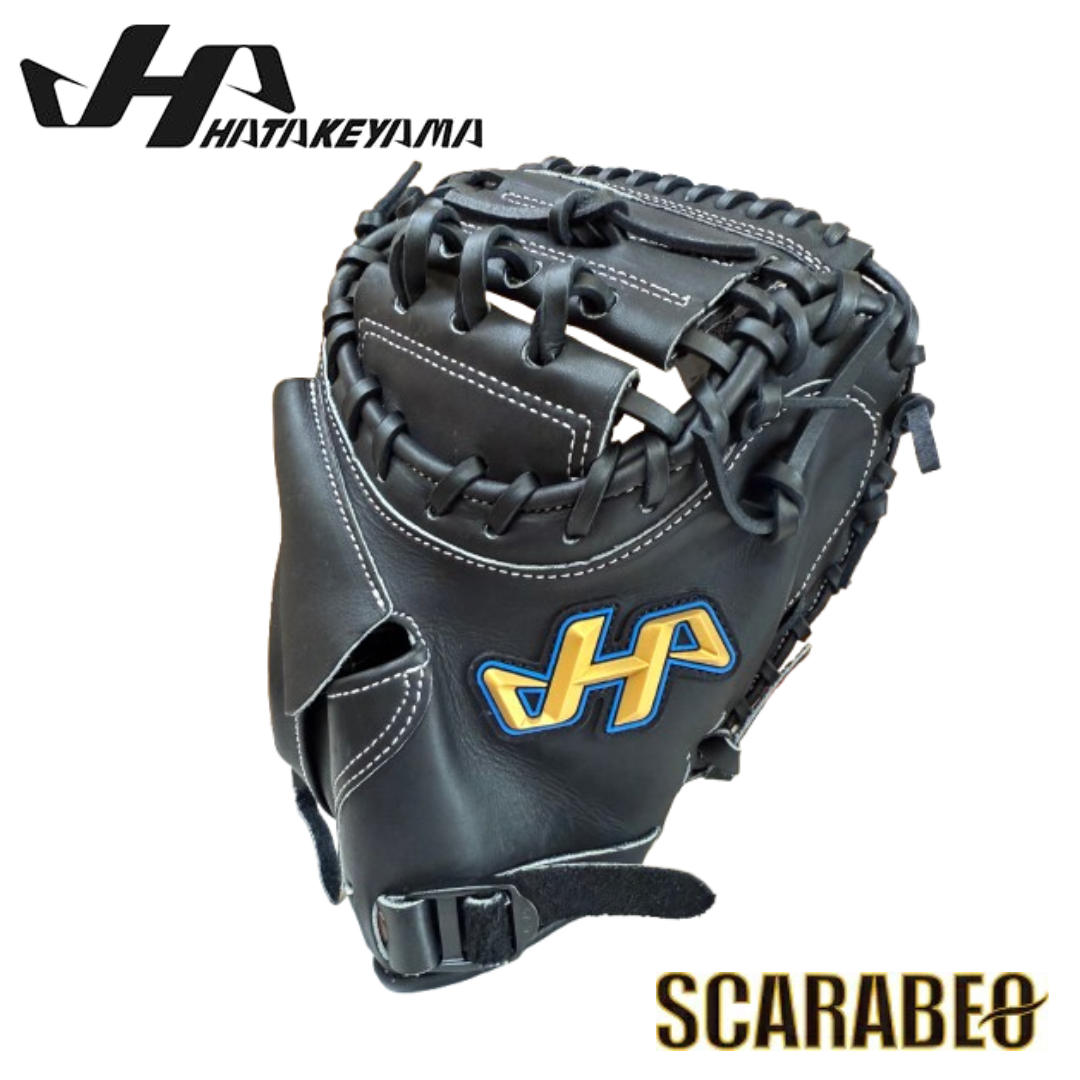 TH-JM8BU ハタケヤマ HATAKEYAMA 軟式ジュニア用 キャッチャーミット 北米ステアハイド ブラック Uバック ピンキーパターン JL8型 少年野球 捕手用 台湾製