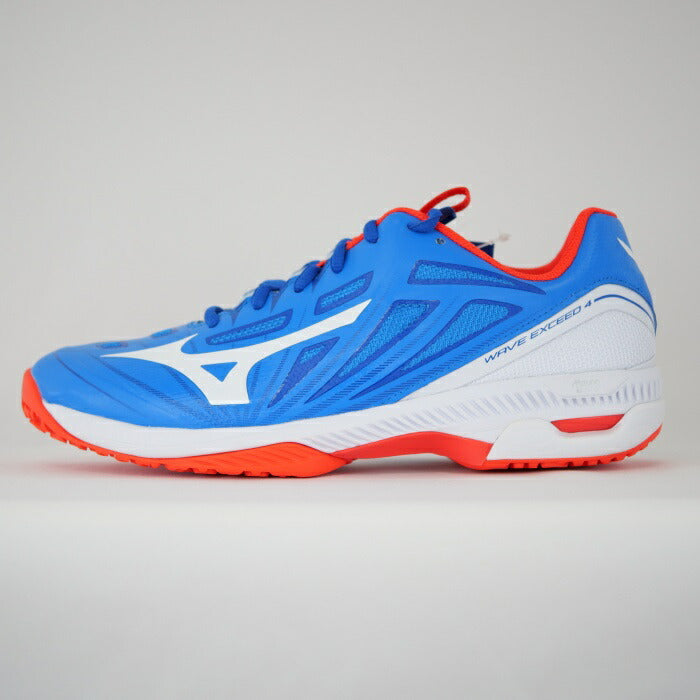 【在庫処分セール】テニスシューズ【ミズノ MIZUNO】 ウエーブエクシード 4Z WIDE OC (ブルー×ホワイト×レッド) ユニセックス 61GB211322 WAVE EXCEED 4Z WIDE OC