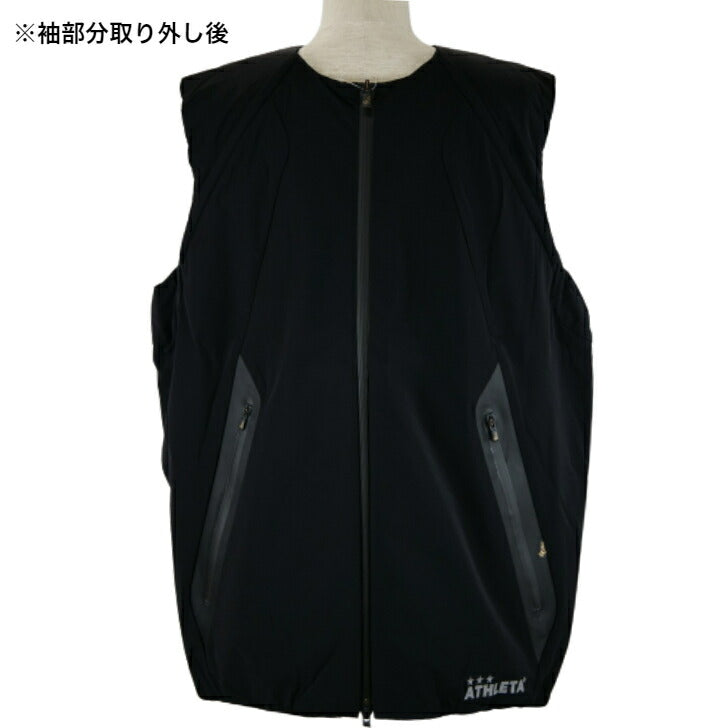 【 アスレタ ATHLETA 】 中綿2WAYプルーフジャケット ブラック REI-1139 サッカー フットサル ウェア
