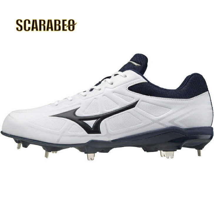 【 ミズノ MIZUNO 】 野球 ソフト スパイク ライトレボバディー 3E ホワイト×ネイビー ワイドサイズ 11GM212114 白 スパイク シューズ
