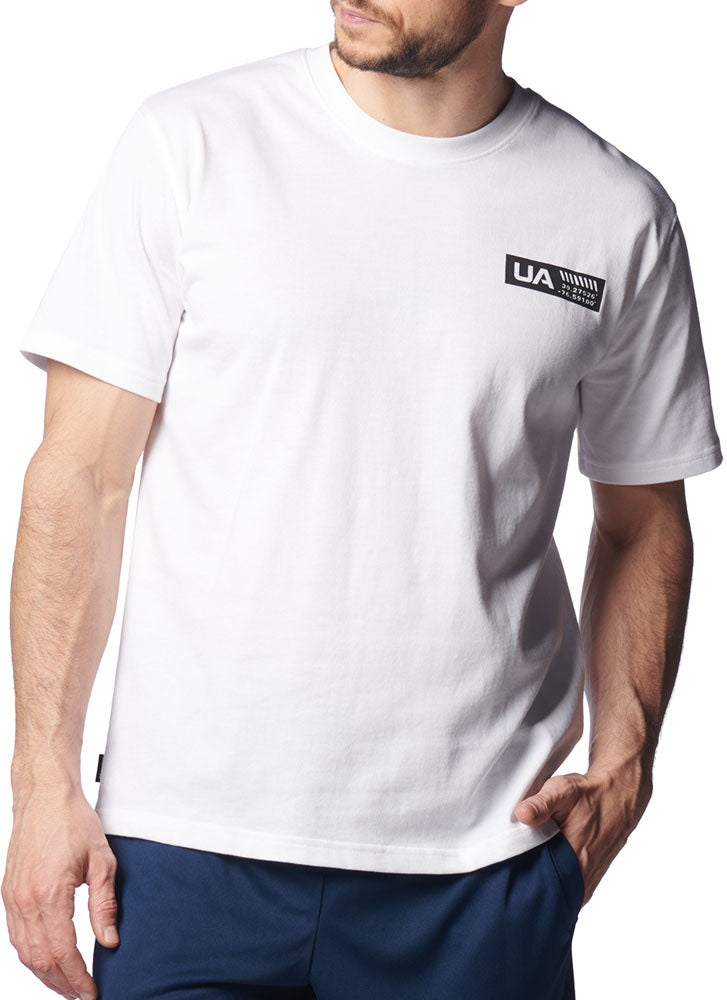 アンダーアーマー|UNDER ARMOUR メンズ UA ヘビーウエイト コットン ショートスリーブTシャツ 〈バックグラフィック〉(XLサイズ/White)1378365100