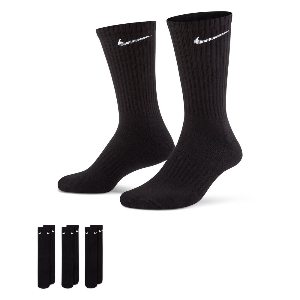ナイキ エブリデイ クッションド クルー ソックス (3足) nike ジム インナー 靴下 SU23 teamsports 厚手 ふくらはぎ 通学用 sx7664-010 あったか フィットネス cpn10 黒