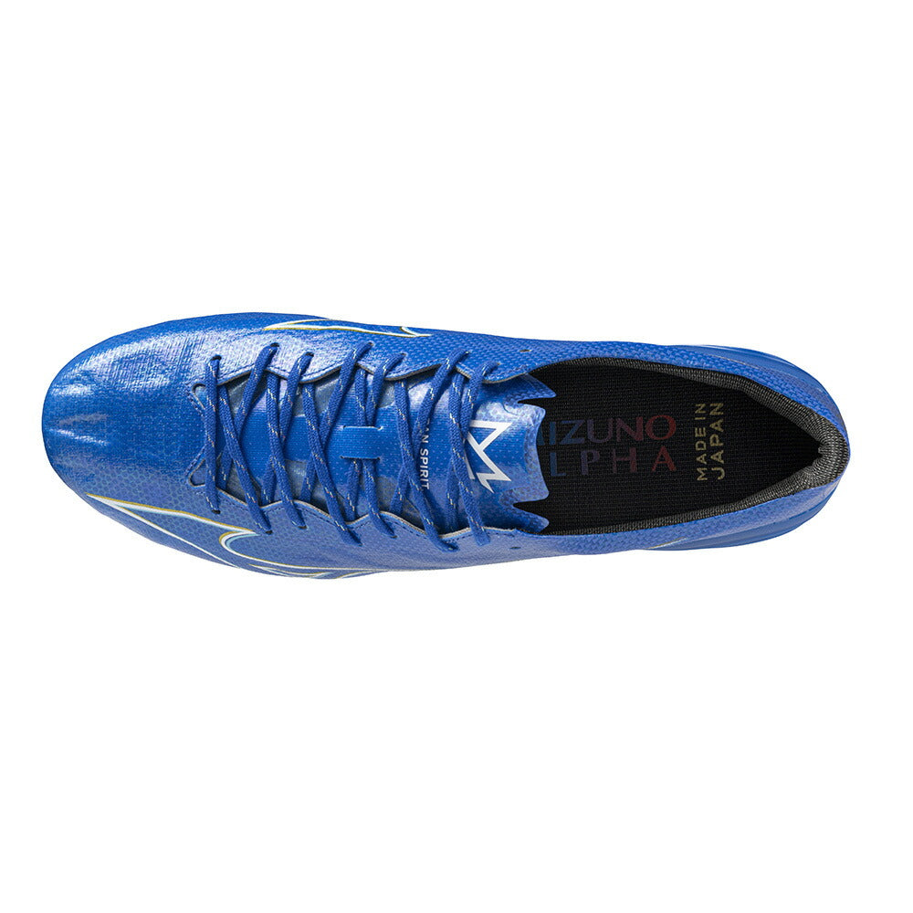 現行スパイク最軽量 ミズノ MIZUNO メンズ レディース サッカー スパイク ミズノアルファ JAPAN 27:レーザーブルー×ホワイト×ゴールド p1ga246027