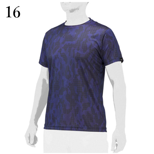 ミズノ 半袖 Tシャツ mizuno グラフィック プリントT/トレーニング スポーツウェア 野球 ランニング ジム 部活 ブラック ネイビー /12JAAT59