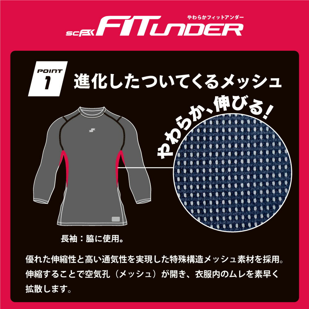SSK ローネック長袖 フィットアンダーシャツ SCB024LL やわらかフィット 野球 スポーツ 吸汗速乾「DRY SPARK」機能