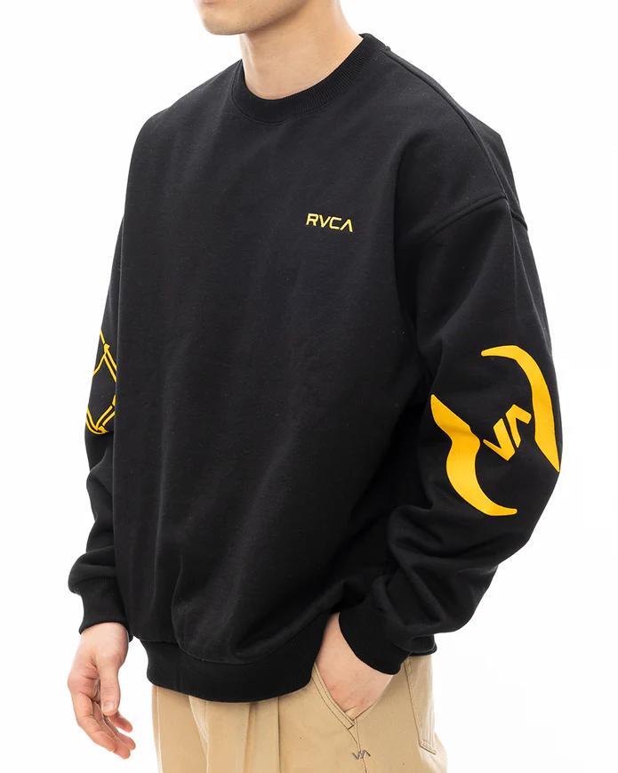 RVCA メンズ STACKHOUSE CR トレーナー BLK 【2024年秋冬モデル】 be042033 RVCA 日本 スポーツウェア 新作 セール メンズ レディース サイズ感 人気商品 おしゃれ サーフィン