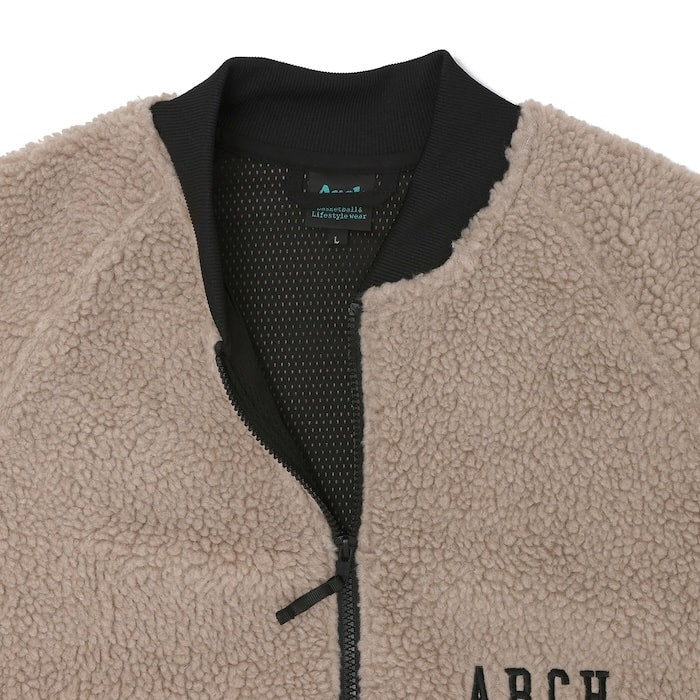 Arch boa fleece bomber jacket【smoky beige】 アーチ バスケ ボアフリースボンバージャケット t724-109 アーチ バスケ ショーツ バスケットボール バスパン 男子 ウエア 大人 子供 Tシャツ バスケウエア
