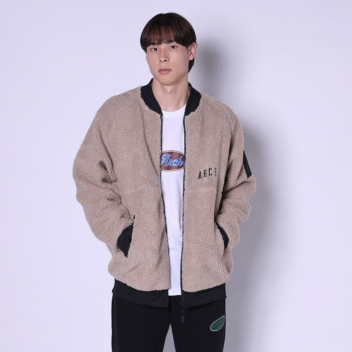 Arch boa fleece bomber jacket【smoky beige】 アーチ バスケ ボアフリースボンバージャケット t724-109 アーチ バスケ ショーツ バスケットボール バスパン 男子 ウエア 大人 子供 Tシャツ バスケウエア