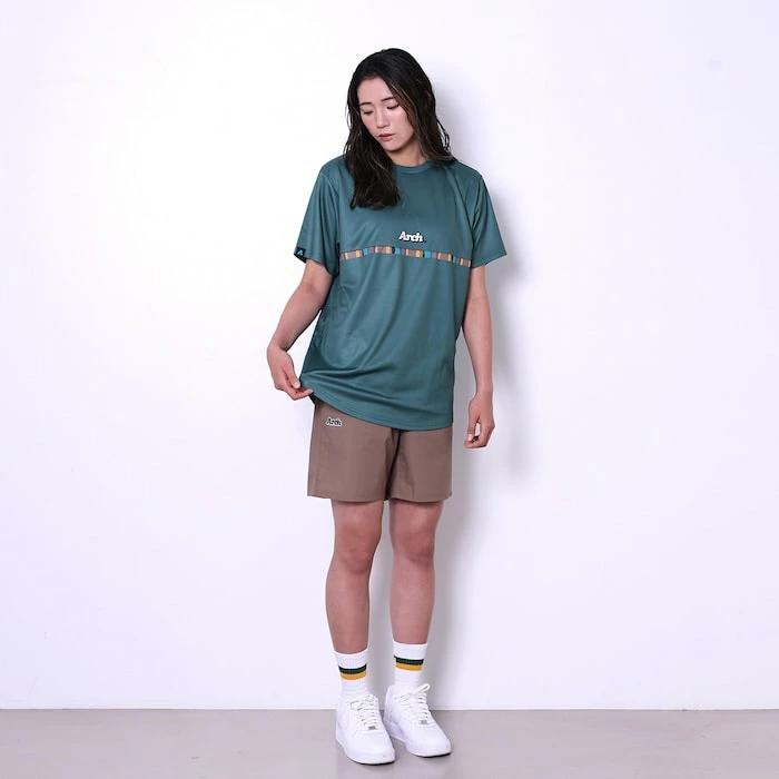 アーチ Arch paint stripe tee DRY green アーチ バスケ 半袖Tシャツ t124-159 アーチ バスケ ショーツ バスケットボール バスパン 男子 ウエア 大人 子供 Tシャツ バスケウエア