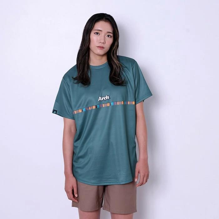 アーチ Arch paint stripe tee DRY green アーチ バスケ 半袖Tシャツ t124-159 アーチ バスケ ショーツ バスケットボール バスパン 男子 ウエア 大人 子供 Tシャツ バスケウエア