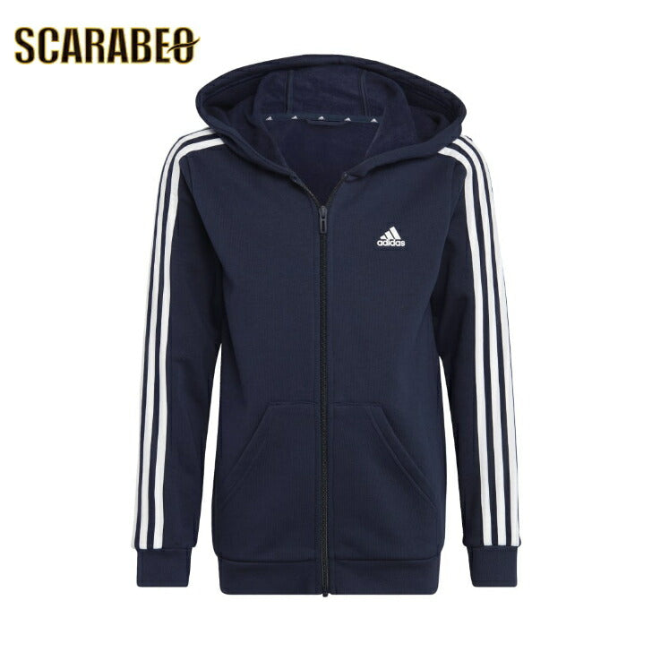 adidas アディダス ジュニア U ESS 3S 裏起毛スウェットFZフーディ ECO43 IC0600 レジェンドインク/ホワイト アディダス アパレル アディダス ウェア スポーツウェア トレーニングウェア アディダス ジャケット パーカー Tシャツ レディース メンズ ジュニア ブランド