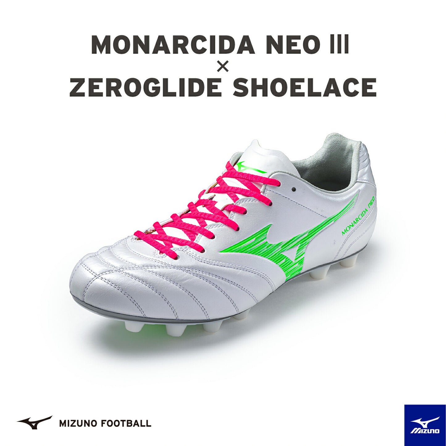 ミズノ モナルシーダ NEO 3 WIDE ELITE スーパーホワイトパール×ネオングリーン p1ga252137 サッカーシューズ サッカー スパイク シューズ 靴 くつ 中学校 高校 一般 大人 軽量 柔軟 素足感覚 エリート プロ ネオ3 NEO3 部活 練習 大会 モナルシーダ 最新