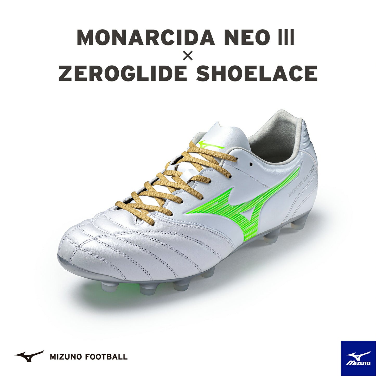 ミズノ モナルシーダ NEO 3 WIDE ELITE スーパーホワイトパール×ネオングリーン p1ga252137 サッカーシューズ サッカー スパイク シューズ 靴 くつ 中学校 高校 一般 大人 軽量 柔軟 素足感覚 エリート プロ ネオ3 NEO3 部活 練習 大会 モナルシーダ 最新