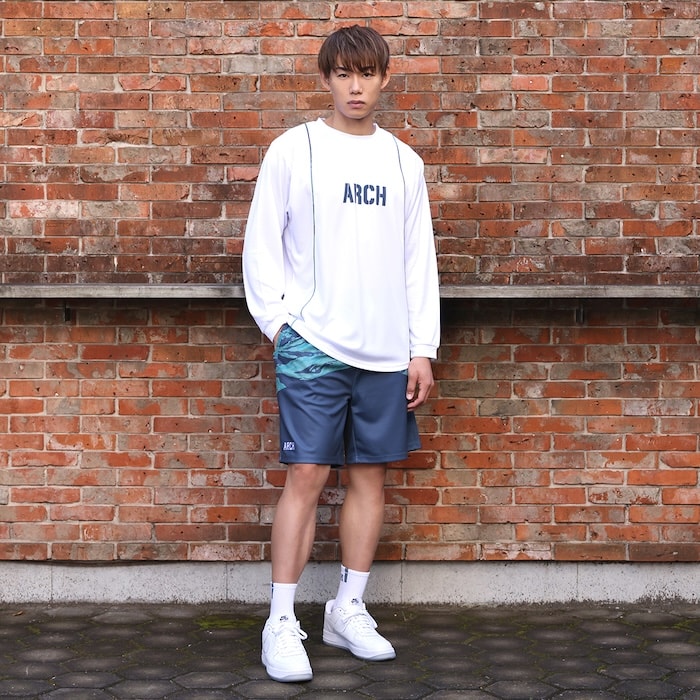 アーチ tiger stripe camo shorts【navy blue】 B124-132 アーチ バスケ ショーツ バスケットボール バスパン 男子 ウエア 大人 子供 バスケウエア