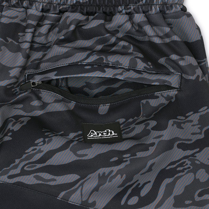 アーチ tiger stripe camo shorts【black】 B124-133 アーチ バスケ ショーツ バスケットボール バスパン 男子 ウエア 大人 子供 バスケウエア