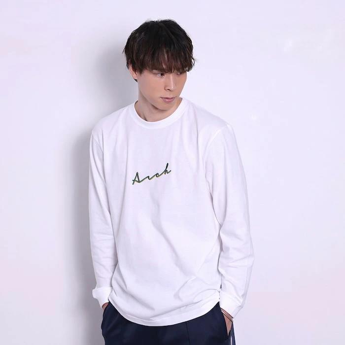 アーチ autograph logo L/S tee【white】 T324-125 アーチ バスケ ショーツ バスケットボール バスパン 男子 ウエア 大人 子供 Tシャツ バスケウエア