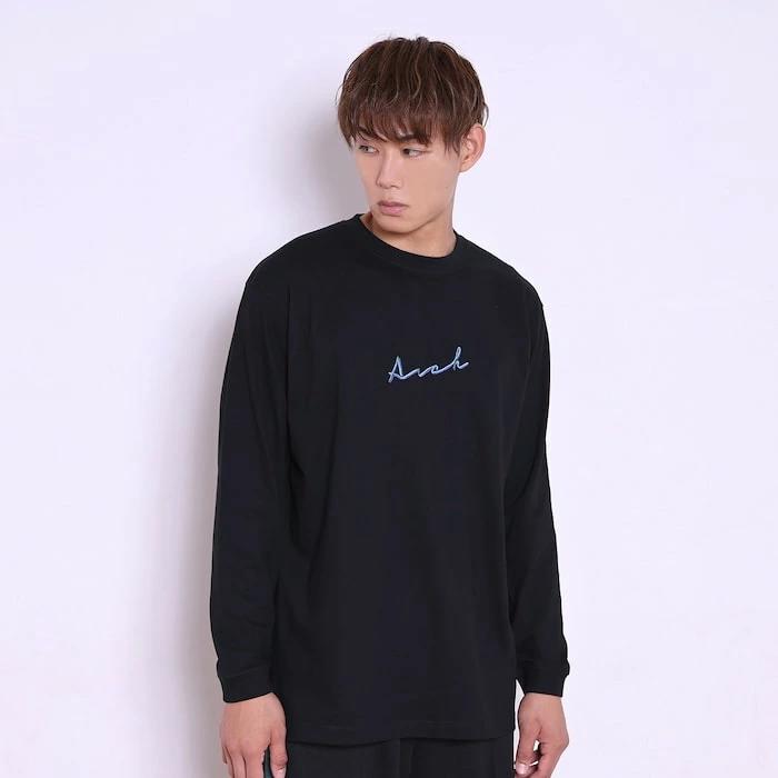 アーチ autograph logo L/S tee【black】 T324-126 アーチ バスケ ショーツ バスケットボール バスパン 男子 ウエア 大人 子供 Tシャツ バスケウエア
