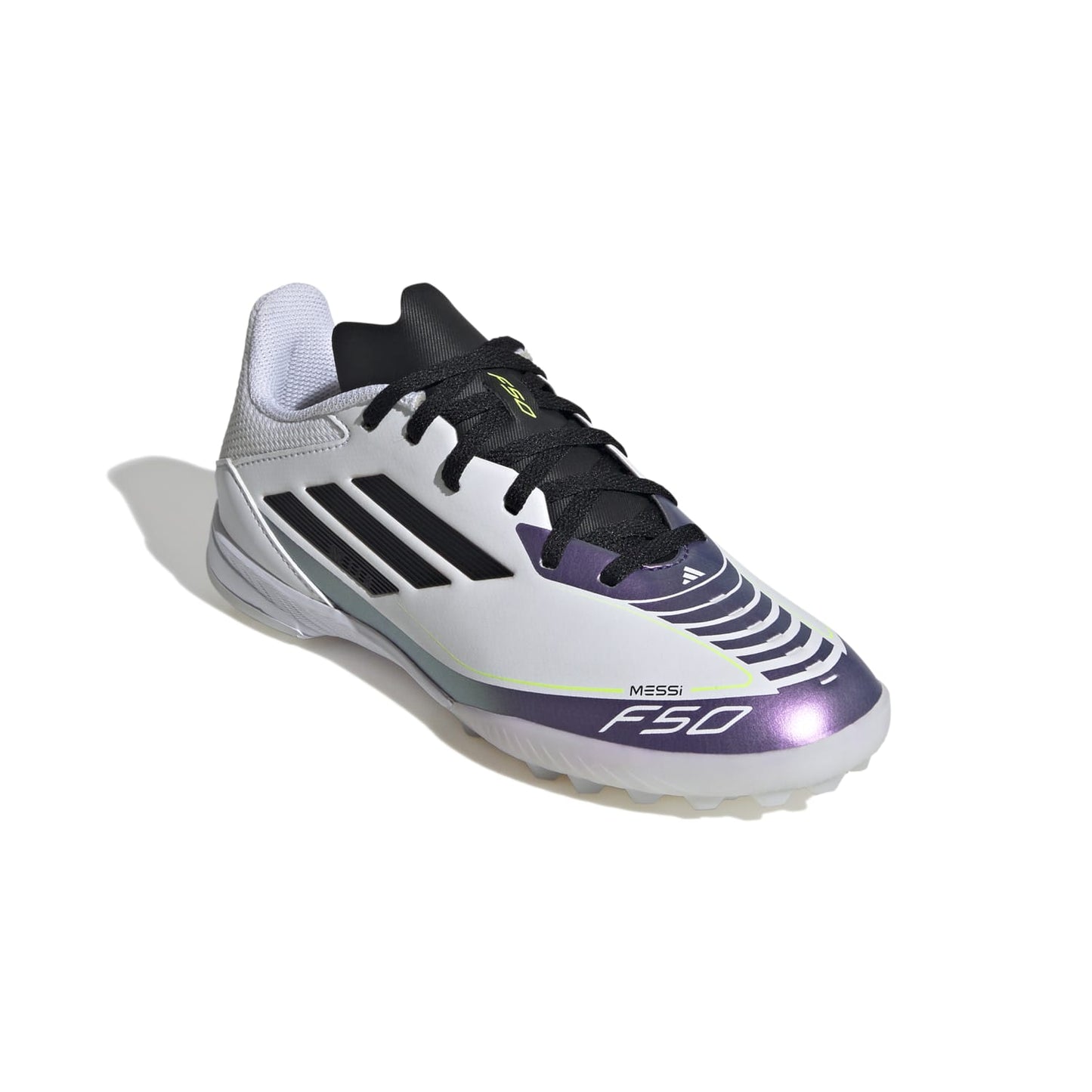 アディダス ジュニア F50 MESSI LEAGUE TF フットウェアホワイト×コアブラック ie9082 フットサルシューズ 靴 フットサル スパイク 室内 屋外 軽量 履き心地 人気ランキング 子供用 大人用