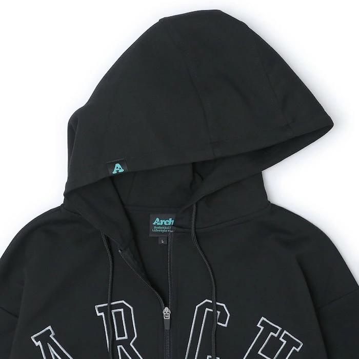 アーチ college logo sweat zip parka【black】 アーチ バスケ ショーツ バスケットボール バスパン 男子 ウエア 大人 子供 Tシャツ バスケウエア t724-113