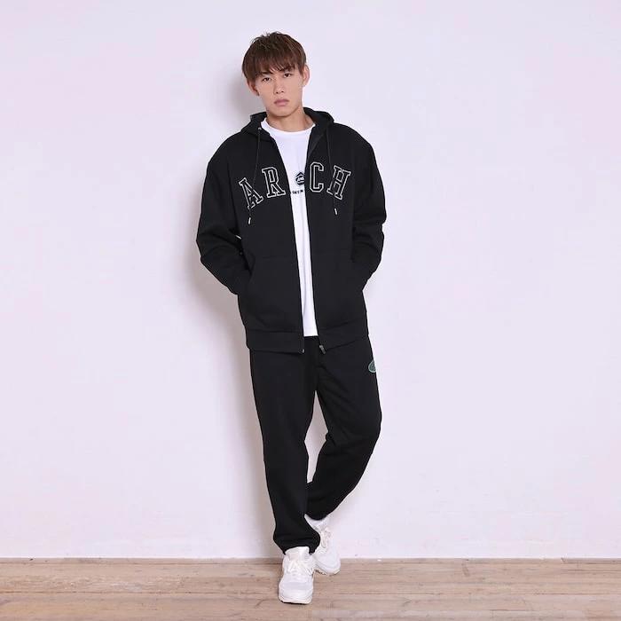 アーチ college logo sweat zip parka【black】 アーチ バスケ ショーツ バスケットボール バスパン 男子 ウエア 大人 子供 Tシャツ バスケウエア t724-113