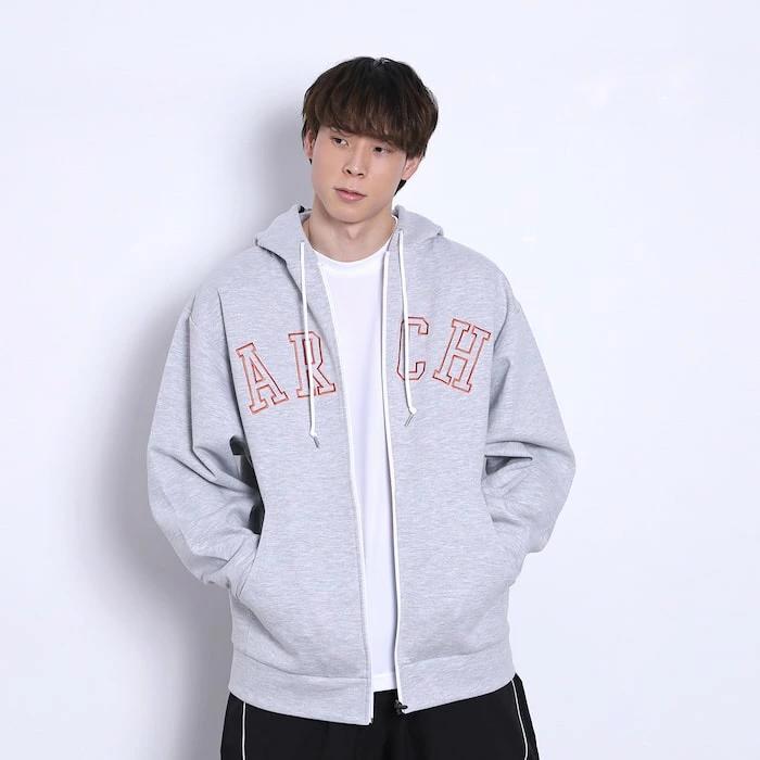 アーチ college logo sweat zip parka【gray】 t724-114 アーチ バスケ ショーツ バスケットボール バスパン 男子 ウエア 大人 子供 Tシャツ バスケウエア