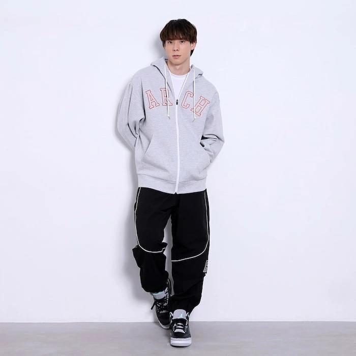 アーチ college logo sweat zip parka【gray】 t724-114 アーチ バスケ ショーツ バスケットボール バスパン 男子 ウエア 大人 子供 Tシャツ バスケウエア