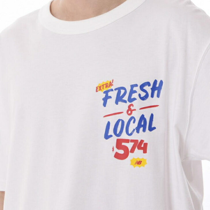 【在庫処分セール】New Balance ニューバランス NB Essentials 574 メンズ 半袖 Tシャツ グラフィックショートスリーブ Tシャツ MT31521 コットン素材 バインダーネック 大人 一般用 レディース 男女兼用