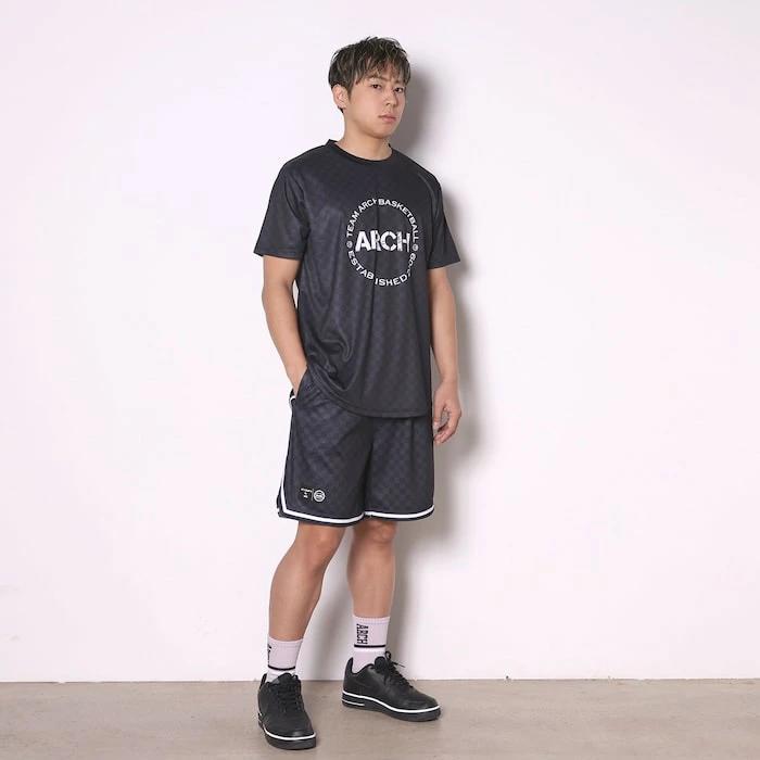Arch checkered shorts【black】 アーチ バスケ ショーツ アーチ バスケ バスケットボール バスパン 男子 ウエア 大人 子供 Tシャツ バスケウエア b125-104