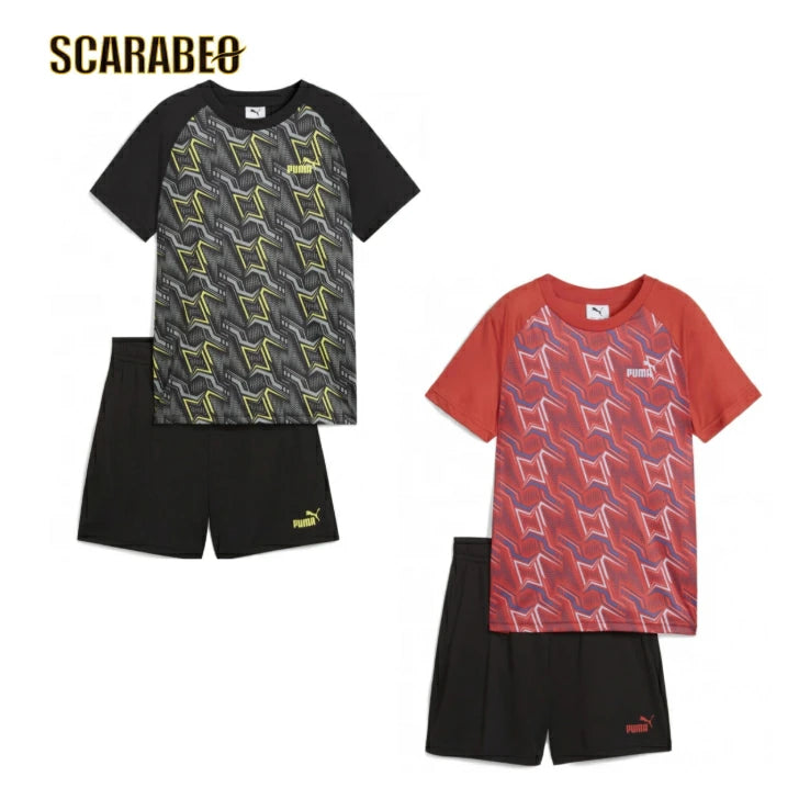 【在庫処分セール】プーマ ボーイズ TAD ESS ポリ AOP Tシャツ & ショーツ 上下セット スポーツウェア トレーニングウェア 687812