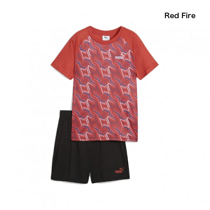 【在庫処分セール】プーマ ボーイズ TAD ESS ポリ AOP Tシャツ & ショーツ 上下セット スポーツウェア トレーニングウェア 687812