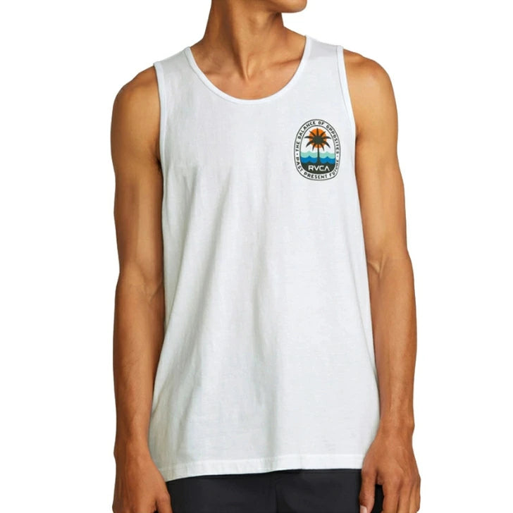 RVCA PALM PATCH TANK ルーカ タンクトップ RVCA メンズ 【2025年春夏モデル】 夏コーデ 夏服 人気 アウトドア ウェア 夏 ジム ウェア メンズ / レディース / キッズ UVカット 25ssルーカ bf041351wht