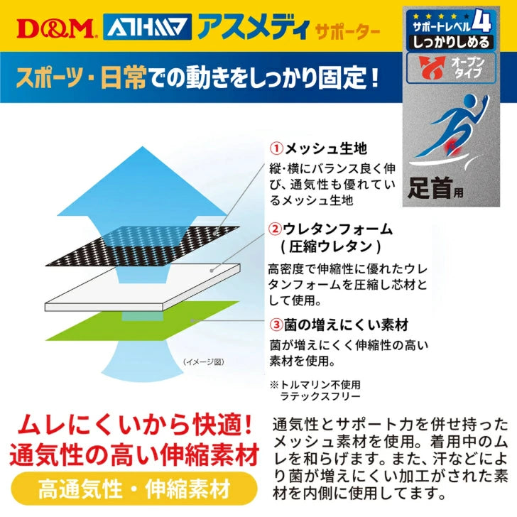 アスメディ サポーター レベル4 しっかりしめるオープンタイプ 足首用 日本製 1個入 108663