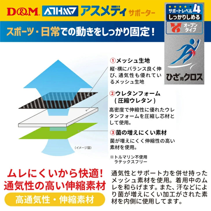 アスメディ サポーター レベル4 しっかりしめるオープンタイプ ひざクロス 日本製 1個入 108656