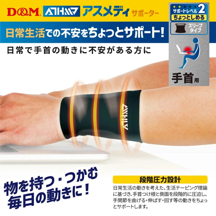 アスメディ サポーター レベル2 ちょっとしめる スリーブタイプ 手首用 日本製 2枚入 108724