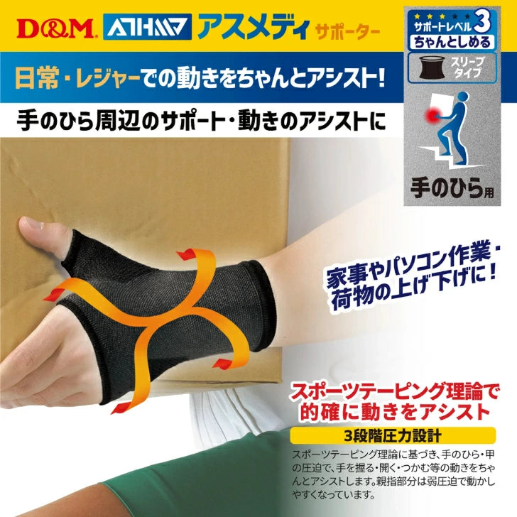 アスメディ サポーター レベル3 ちゃんとしめる スリーブタイプ 手のひら用 日本製 1枚入108328