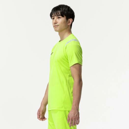 ミズノプロ クーリングTシャツ 接触冷感 半袖 メンズ レディース ユニセックス アシッドライム 夏用 涼しい 冷感素材 アイスタッチ 野球 トレーニング 吸汗速乾 12jact8340