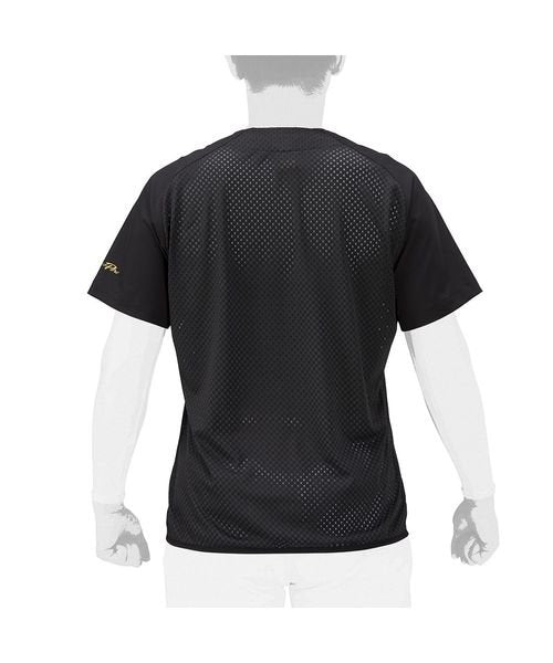 ミズノプロ トレーニングジャケット 半袖 野球 シャツ メンズ mizuno ウェア ストレッチ 吸汗速乾 ブラック 12JEBJ70 スポーツ 練習 移動着 トップス 12jebj7009