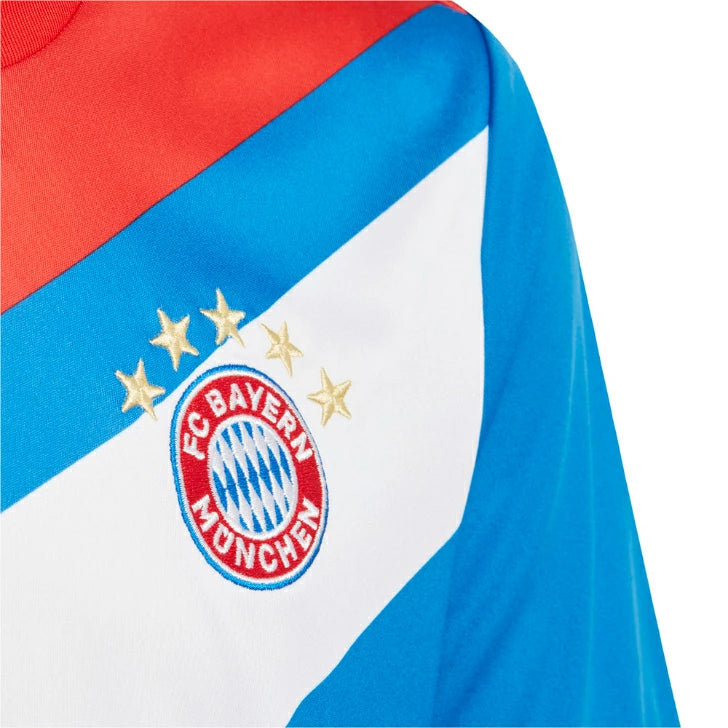 アディダス ジュニア バイエルンミュンヘン プレマッチシャツ キッズ 半袖 サッカーウェア 練習着 AEROREADY adidas Bayern Munich mlm54