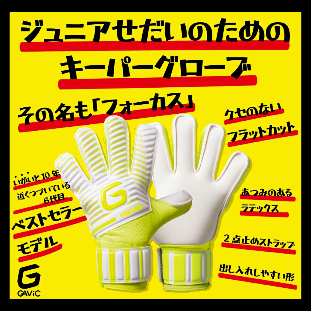 フォーカス5 ジュニア ガビック GKグローブ キッズ サッカー ゴールキーパー用 フラットカット 練習 試合 両用モデル gc3213