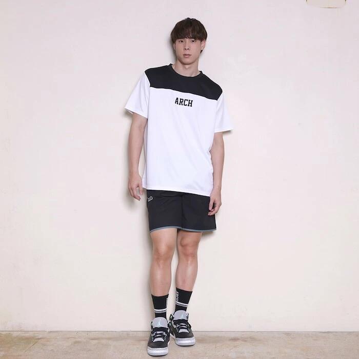 Arch アーチ Football Tee DRY ホワイト バスケットボール Tシャツ メンズ 半袖 吸汗速乾 練習 試合 t125-128